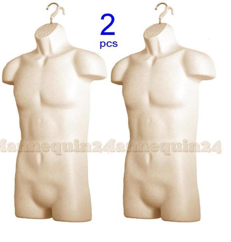 2 pcs male mannequin body form (for size small to medium / flesh) + hanging hook for sale