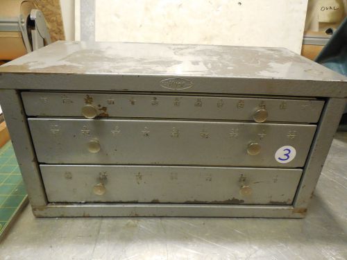 HUOT DRILL CABINET LOADED WITH NEW DRILL BITS DRILL ASSORTMENT FRACTION DRILL