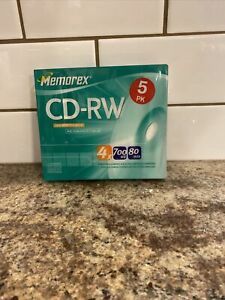 Memorex CD-RW Compact Disc Rewritable 5 Pack NEW/SEALED