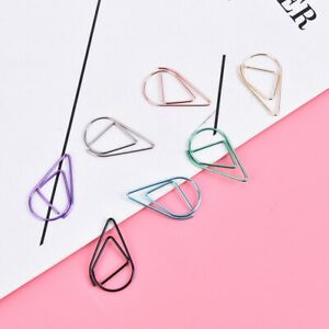 50Pieces Metal Drop Shape Paper Clips Kawaii Cute Bookmark Clip Stationery V7 BH