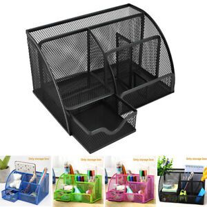 Desk Organizer Metal Container Box Mesh Stationery Supplies Multi-functional