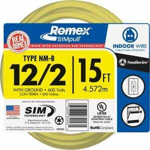Romex 15 Ft. 12-2 Solid Yellow NMW/G Wire 28828226 Pack of 6