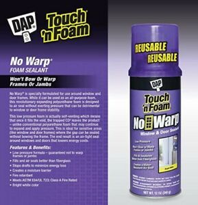 DAP Touch &#039;N Foam No Warp Window &amp; Door Insulating Foam Full Box/12 Lot !!!
