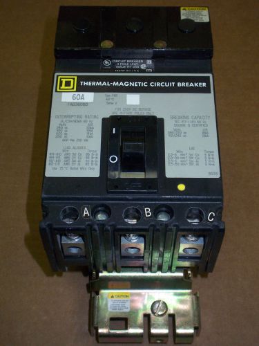 Square d fab 3 pole 60 amp 600v fab36060 circuit breaker gray label for sale