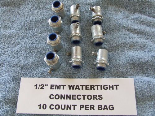 1/2&#034; emt watertight connectors==10 count per bag for sale