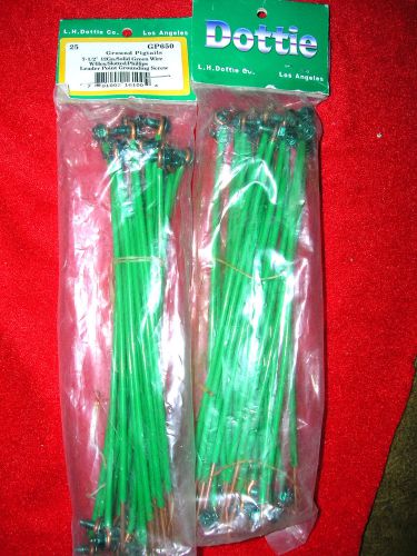 Two packs of 25 dottie 7  1/2 ” grounding pigtails gp650 nip 50 pigtails for sale