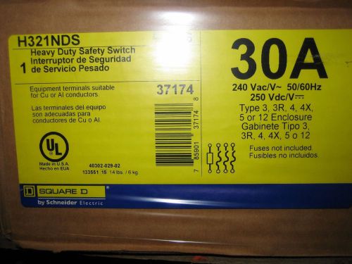 SQD Safety Switch H321NDS 3 Pole 30A Nema 3/3R4/4X/12 Fusible 240V Stainless