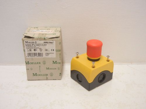 MOELLER M22-PV/KC11/IY NEW ENCLOSED EMERGENCY STOP PUSHBUTTON M22PVKC11IY