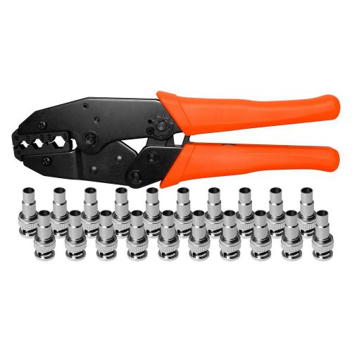 R-tech ratchet crimping tool kit with 20pc bnc crimp connectors - rt-1207ck1 for sale