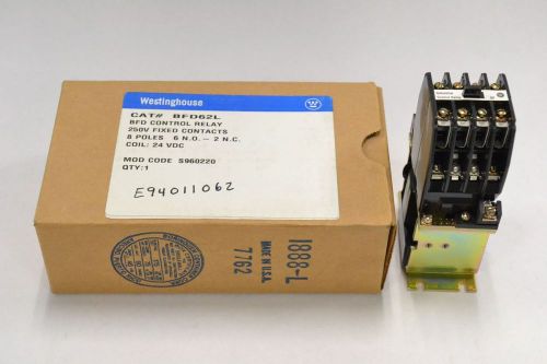 NEW WESTINGHOUSE BFD62L CONTROL 8P POLE 24V-DC COIL RELAY 250V-AC B326106