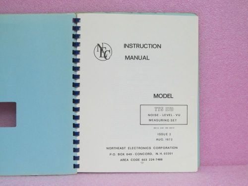 Northeast Elec. Manual TTS 37B Noise-level meas. set instr. man. w/Sch. (8/72)