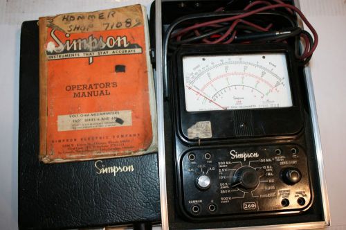 VINTAGE Simpson 260 Series 6 Analog - VOM Volt-Ohm-Milliammeter W/ CASE &amp; MANUAL