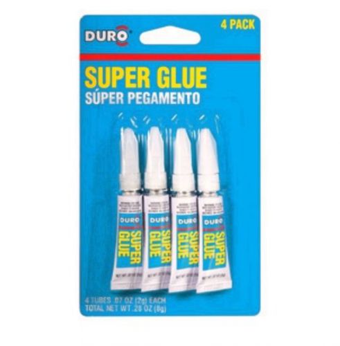 DURO Heavy Duty SUPER GLUE Adhesive, 1g Tube (4 Pack) Business / Office / Home