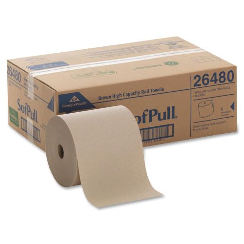 Carton of 6 sofpull hardwound roll paper towel - 7.87&#034; x 1000 ft - brown for sale