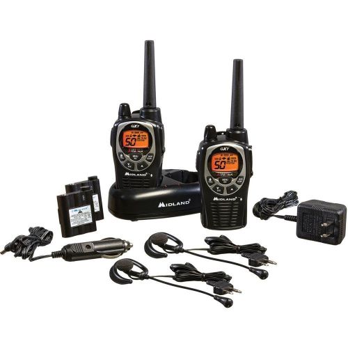 Midland gxt1000vp4 36-mile 50-channel frs/gmrs two-way radio pair black/silver for sale