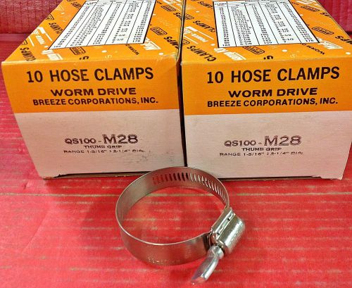 Breeze worm gear thumb screw hose clamps qs100-m28 1-5/16-2-1/4&#034;  lot of 20 usa for sale
