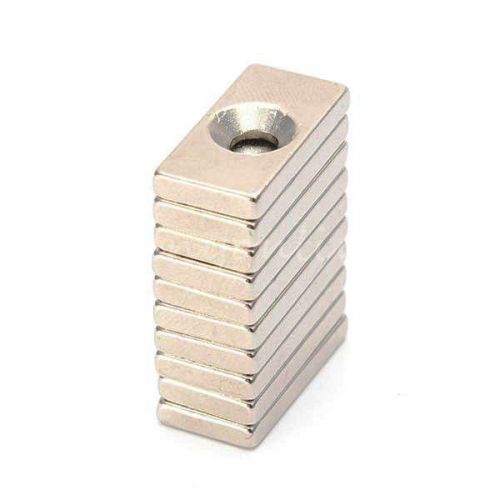 Lot 10pcs Countersunk Block Magnets 20 x 10 x 3mm Hole 4mm Rare Earth Neodymium