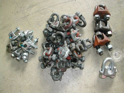 LOT OF 35 WIRE ROPE CABLE CLAMPS, GALVANIZED, CRANE RIGGING CLIP free shipping