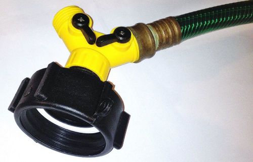 275 330 gallon ibc tote tank adapter 2&#034; coarse thread x garden hose splitter for sale