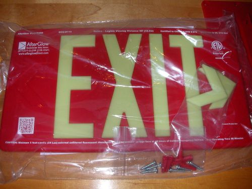 AfterGlow Glow in the Dark Exit Sign PL-EXT-050 With Mounting Hardware