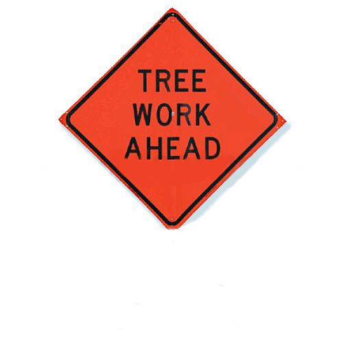 Tree work ahead sign,big 36”mesh sign,easy storage &amp; transport for sale