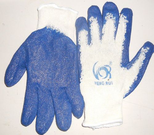 Sk100b - brand new 10 pairs string knit blue latex palm coated work gloves for sale