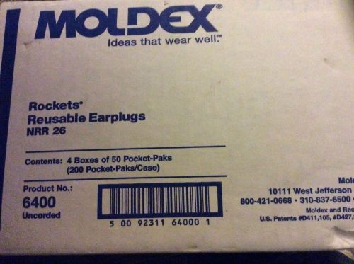 Model 6400 - 200 PAIR MOLDEX ROCKETS - REUSABLE UNCORDED EARPLUGS CASE