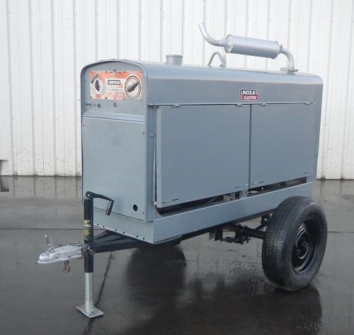 LINCOLN SAE-400 RED FACE 400 AMP PIPELINE SHIELD ARC DC WELDER w TRAILER