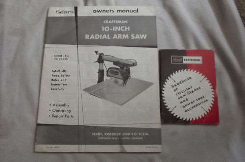 Sears Craftsman 10&#034; Radial Arm Saw, Owners Manual, Model 113.29450