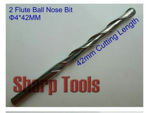 2pcs double flute ballnose spiral cnc router bits milling cutter 4mm 42mm for sale