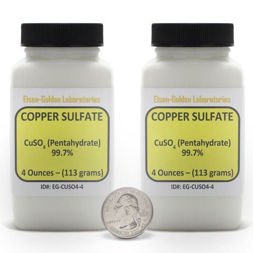 Copper Sulfate [CuSO4] 99.7% ACS Grade Powder 8 Oz in Two Easy-Pour Bottles USA