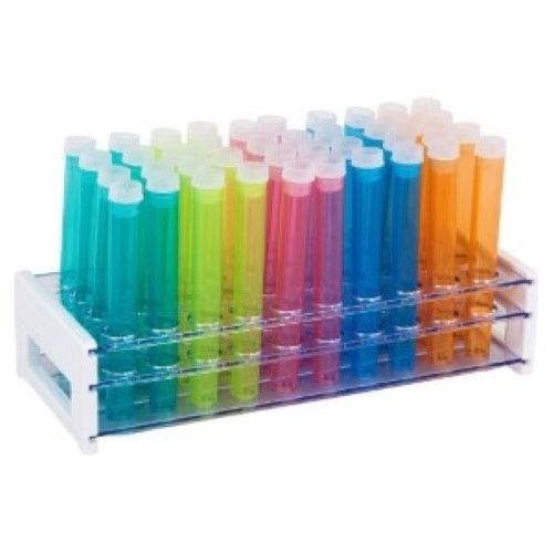 40 Piece Assorted Color Plastic Test Tube Set with Caps and Rack