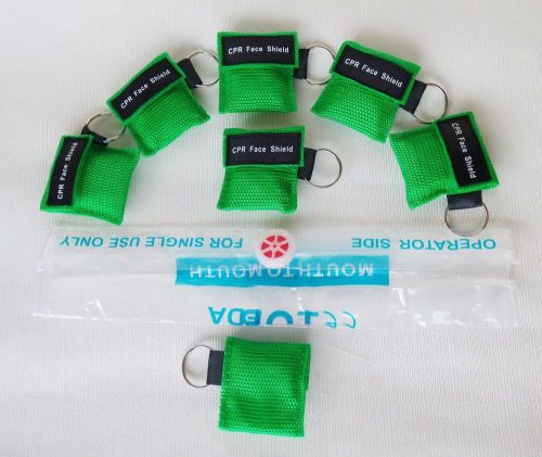 100Pcs Green CPR Mask with Keychain Face Shield Key Chain AED