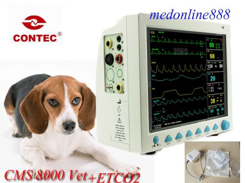 Contec with etco2 veterinary patient monitor ecg nibp pr spo2 temp resp cms8000 for sale