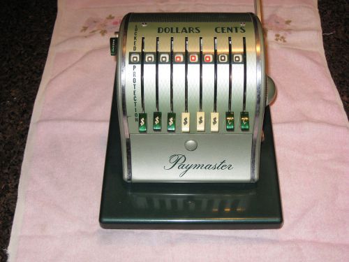 NICE VINTAGE PAYMASTER S-1000 CHECK DOLLAR &amp; CENTS STAMPING MACHINE UNLOCKED