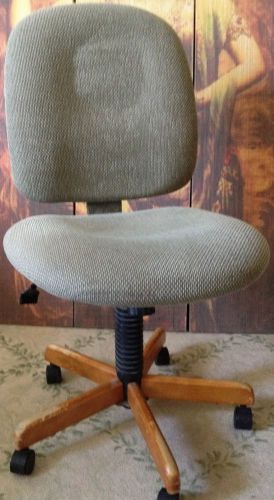 Office Depot 360 Swivel Desk Chair with Wood Arms, Base and Sage Upholstery