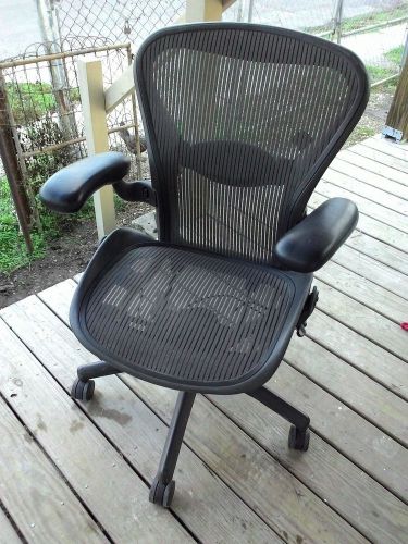Herman Miller Aeron Chair Size B with Lumbar Support, Mesh Seat, Padded Arms