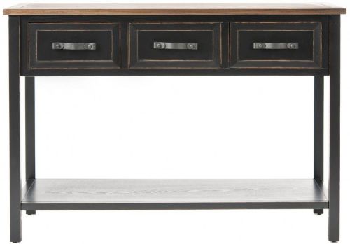 Safavieh American Earley Distressed Black and Walnut Three Drawer Console Table