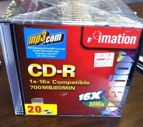 NEW Imation Cd-r 1x-16x 700 mb / 80 nib 20 discs