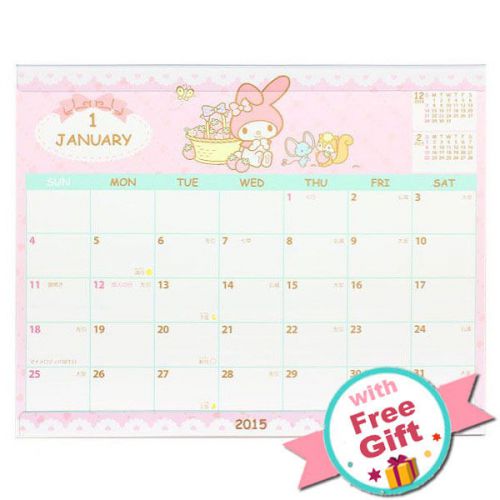2015 My Melody  Desk Calendar Plan Simple-Type Pink Sanrio Japan H6025