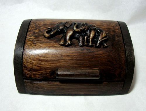 Business Name Card Natural Wooden Elephant  Box Thai Handcraft Gift