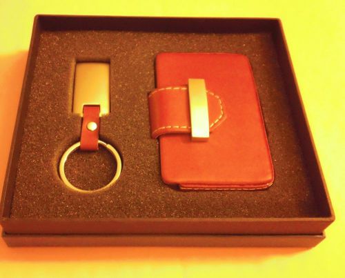 Credit Card Holder - Key Ring Gift Set - Leather - In Box - Father&#039;s Day!