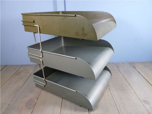 Vintage Mid Century GLOBE WERNICKE Industrial Desk Tray 3 Tier Paper Organizer