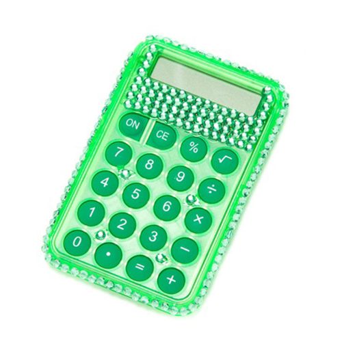 NEW Green Crystal Rhinestone Embelished Mini Calculator