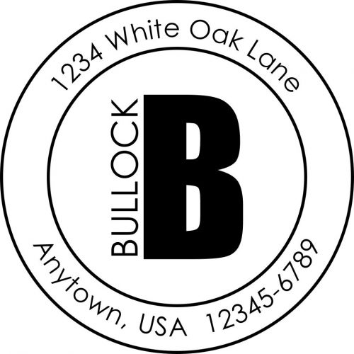 Personalized Custom &#034;Bullock&#034; Round Monogram Return Address Rubber Stamp R-40