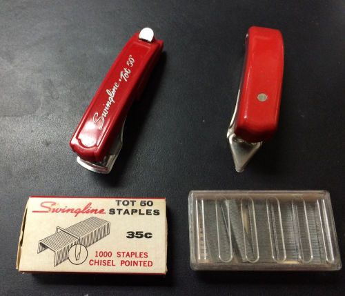 Vintage Swingline Tot 50 and Buddy Jr Red Staplers with Staples