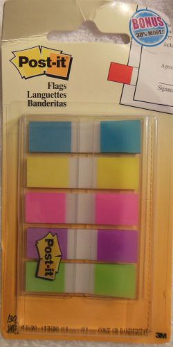 Post-it(R) Flags, Assorted Bright Colors, 1/2&#034; Wide, 130/On-the-Go Dispenser