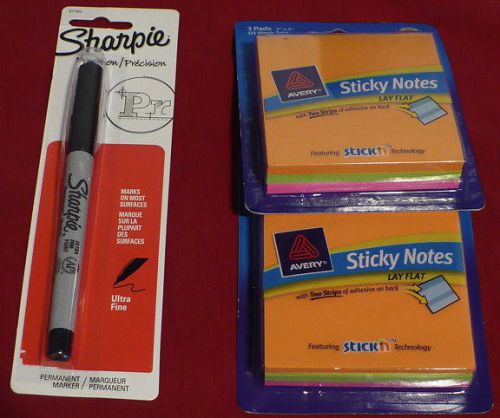 1 Sharpie Precision Pen, 2 Packages of AVERY Sticky Notes