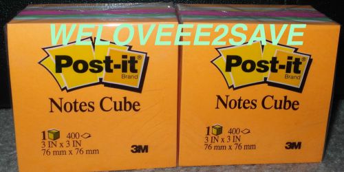 3M POST-IT NOTES CUBE (3X3), 2 PACKS TOTAL - 800 SHEETS, ASSORTED ULTRA COLORS