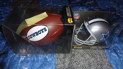 Scotch Dallas Cowboys NFL Helmet Tape &amp; 3M Football Post-it Dispensers Set New